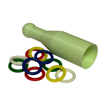 Preview: Hellgrüne Aufziehhilfe für Geflügelringe Ø 14 mm mit zehn elastischen Ringen in fünf Farben