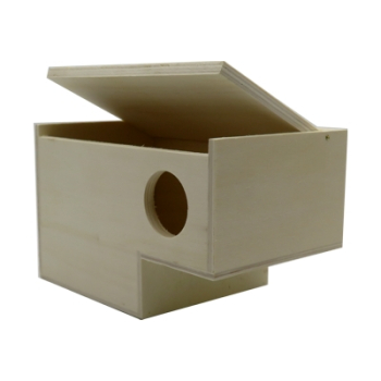 Preview: Nistkasten Gouldamadinen - Ablauf Exoten Nistkasten - ca. 18,5 x 11,5 x 11,5 cm