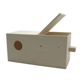 Preview: Nistkasten Agaporniden - ca. 29,5 x 14,5 x 14,5 cm - Loch Ø 5cm - links