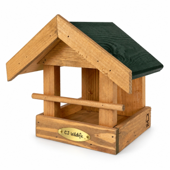 Futterhaus Memphis offenes Wandfutterhaus aus Holz mit grünem Dach von CJ Wildlife