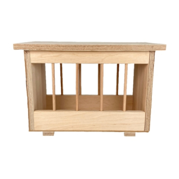 Preview: Futtertrog aus Holz mit flachem Deckel zum Aufklappen - 25cm - Standard