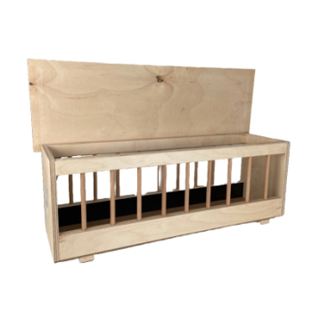 Preview: Futtertrog aus Holz mit flachem Deckel zum Aufklappen - 50cm - Premium