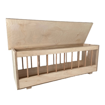 Preview: Futtertrog aus Holz mit flachem Deckel zum Aufklappen - 50cm - Standard