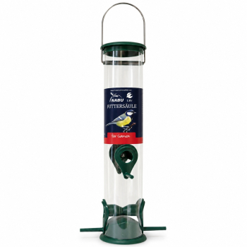 NABU Futtersäule für Samen 35 cm mit Metallbügel und 4 Futteröffnungen von CJ Wildlife