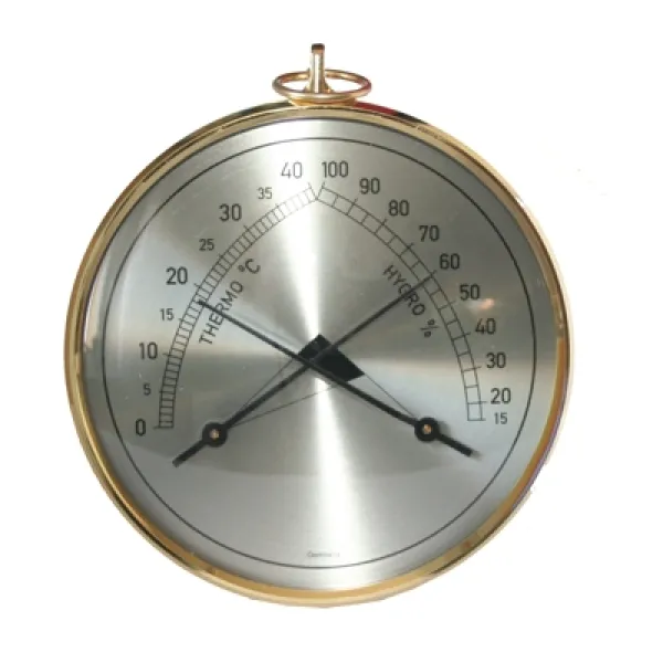 Thermometer und Hygrometer - analog - goldfarben Messing