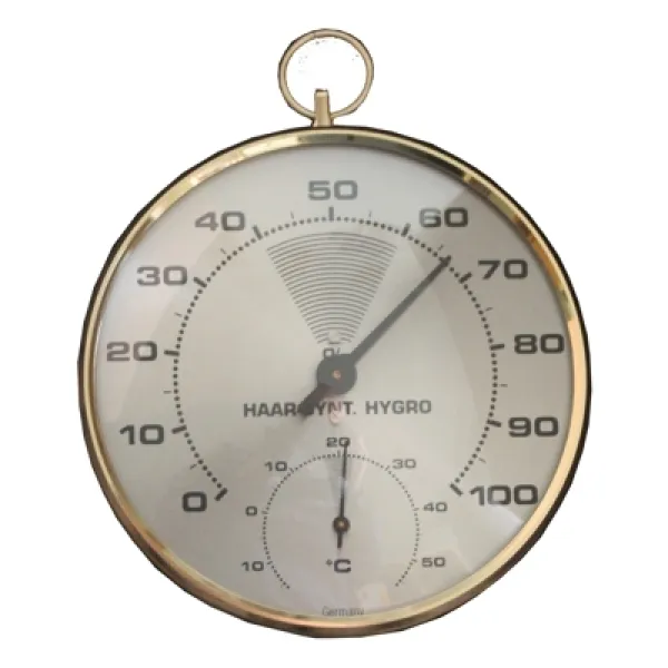Thermometer und Hygrometer - analog - goldfarben - Haar-Synthetic Hygrometer